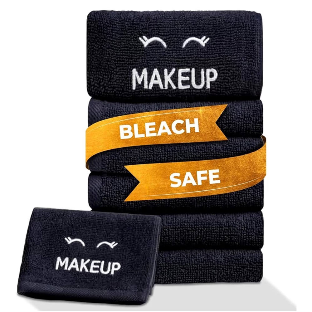 4pk Black Makeup Safe 100% Cotton Washcloths